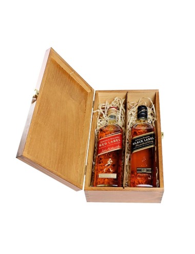 ZESTAW DWÓCH WHISKY JOHNNIE WALKER W SKRZYNCE DREWNIANEJ (ZESTAW 2)