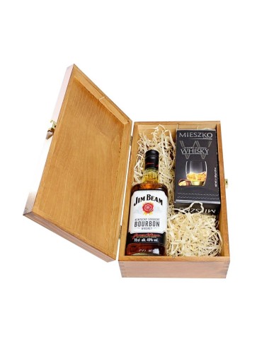 JIM BEAM 4YO BOURBON 0,7L 40% W SKRZYNCE DREWNIANEJ + CZEKOLADKI