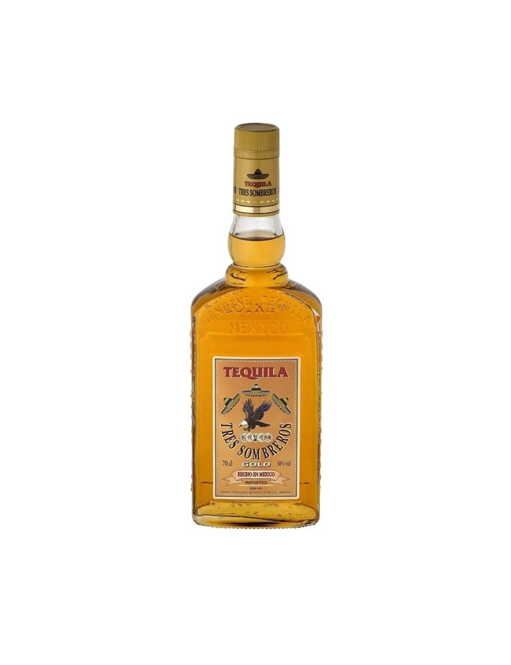 TRES SOMBREROS GOLD TEQUILA 0,7L 38%
