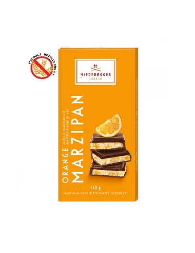 NIEDEREGGER CZEKOLADA MARCEPANOWA PÓŁGORZKA Z POMARAŃCZĄ 110G