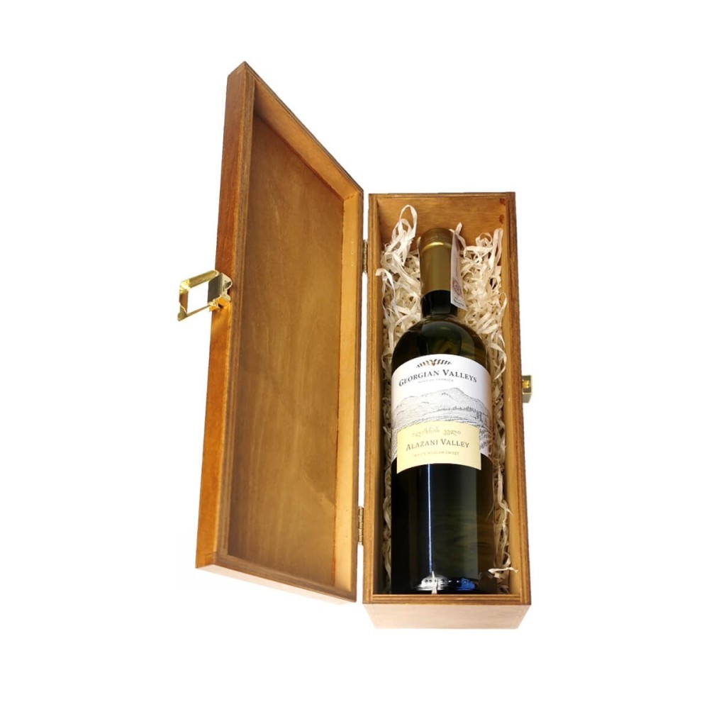 GEORGIAN VALLEYS ALAZANI VALLEY WHITE 0,75L W SKRZYNCE DREWNIANEJ