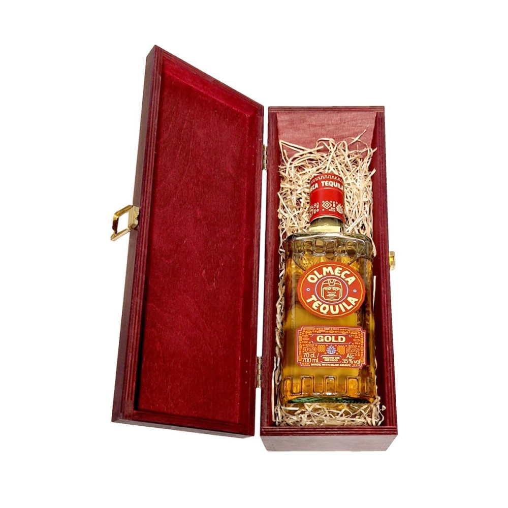 OLMECA GOLD REPOSADO TEQUILA 0,7L 35% W SKRZYNCE DREWNIANEJ