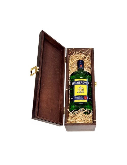 BECHEROVKA ORIGINAL LIKIER ZIOŁOWY 0,5L 38% W SKRZYNCE DREWNIANEJ