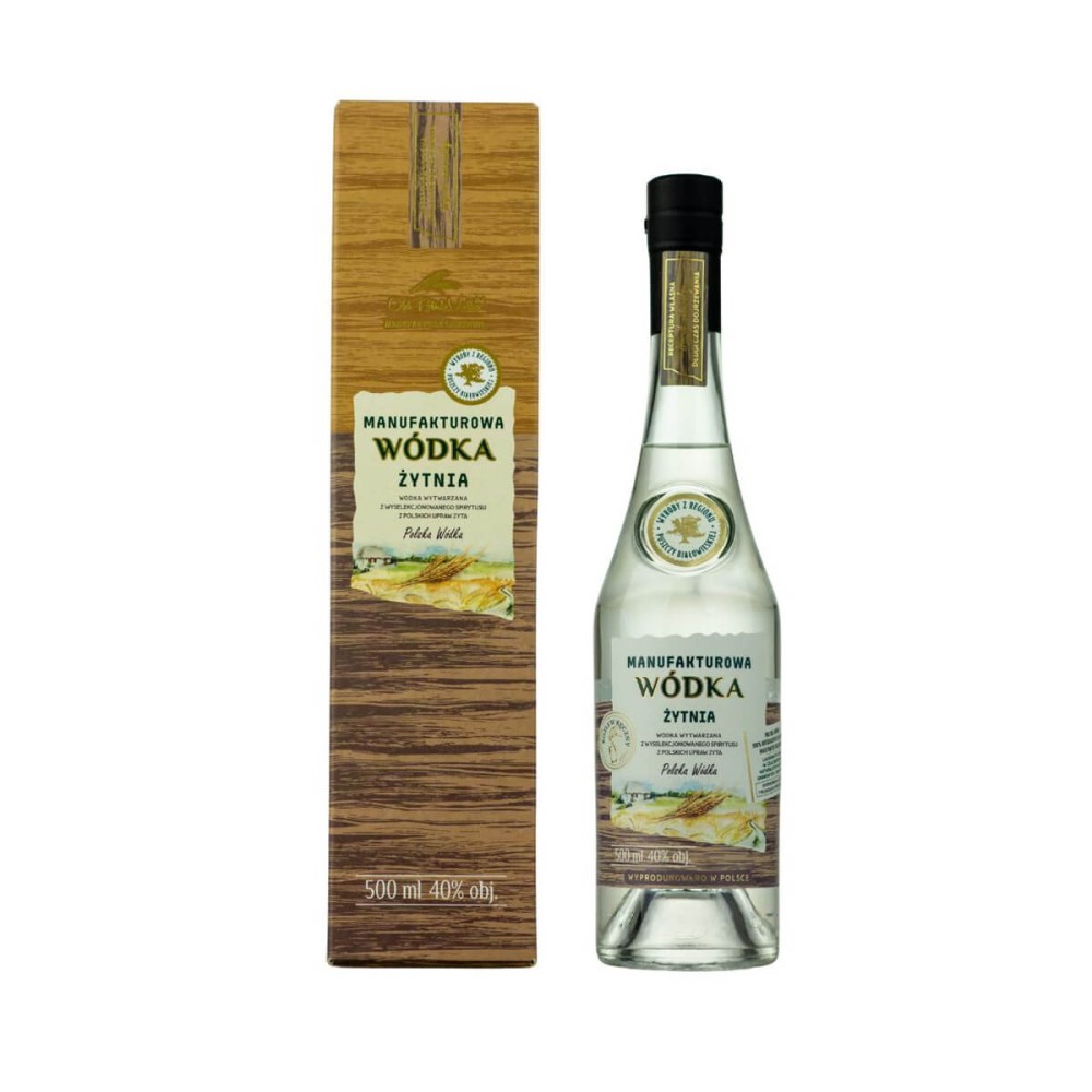 MANUFAKTUROWA WÓDKA ŻYTNIA 0,5L 40% + KARTON